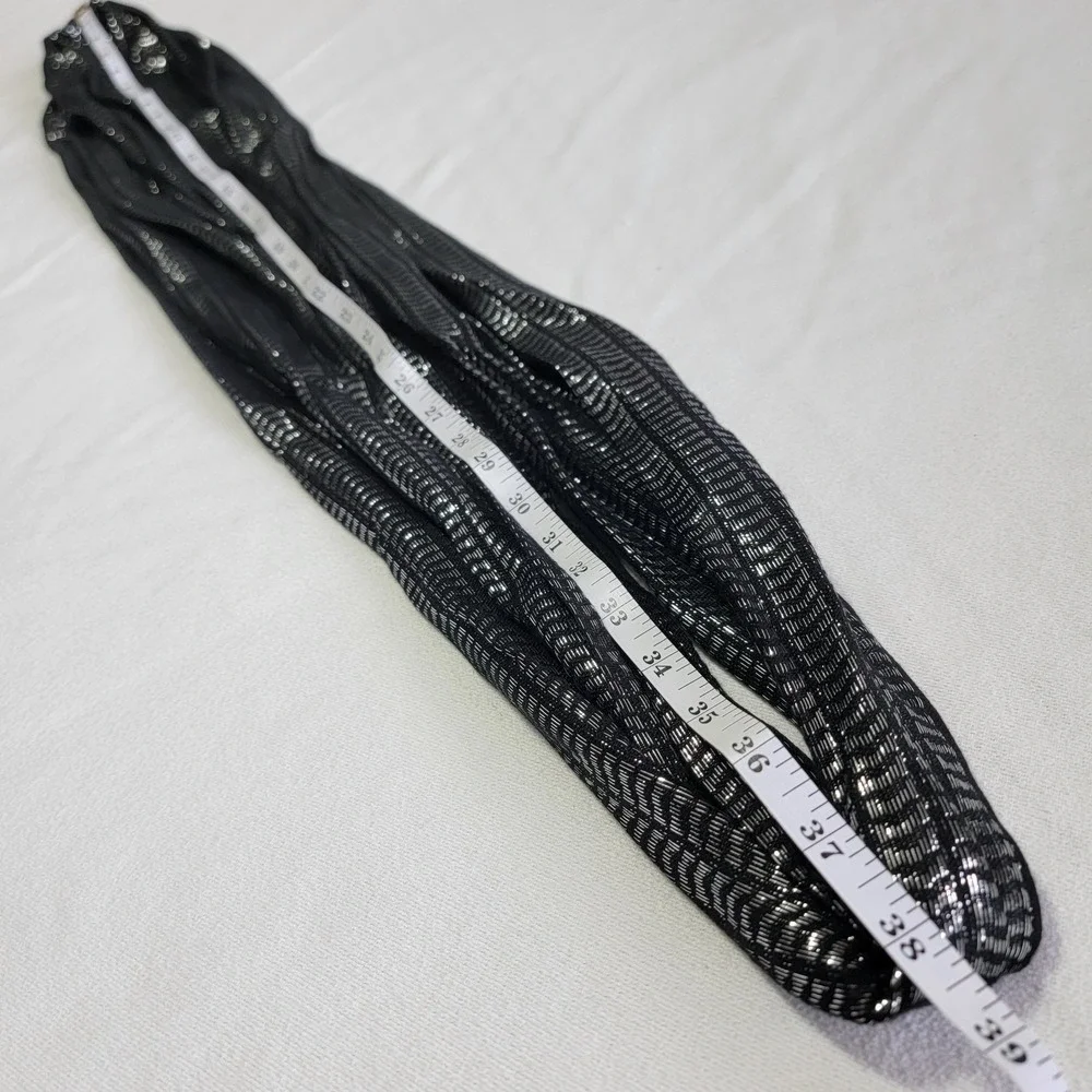 Black and Metallic Silver Infinity Scarf Unisex Large